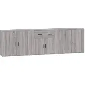 vidaXL Sideboards 3 pcs. Gris Sonoma Matériau dérivé du bois
