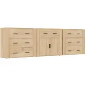 vidaXL Sideboards 3 pcs. chêne Sonoma bois composite