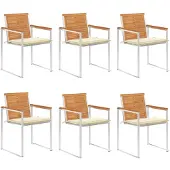 vidaXL Chaises de jardin 6 pcs. avec coussins bois massif acacia