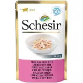 Schesir Poulet et jambon, aliment complémentaire pour chat, 12 x 50 g