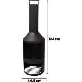 Progarden poêle d'extérieur avec cheminée métal 134 cm
