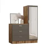 Homitis Locelso Cabinet polyvalent | Mélamine 18mm | 3 tiroirs | Pin Atlantique Anthracite