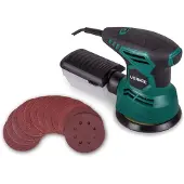 Vonroc Ponceuse orbitale excentrique 300W | 12 feuilles abrasives et boîter de récupération de poussière incl.