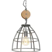 QAZQA Suspension industrielle gris foncé avec bois 34 cm - Arthur