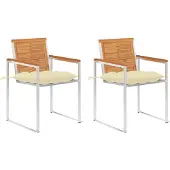 vidaXL Chaises de jardin avec coussins 2 pcs. Bois massif acacia et acier