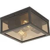 QAZQA Plafonnier noir avec verre fumé 2 lumières IP44 - Charlois