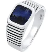 KUZZOI Bague bleu nuit / argent