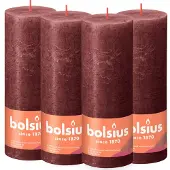 Bolsius Bougies pilier rustiques Shine 4 pcs 190x68 mm Rouge velours