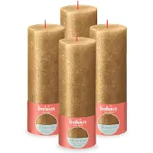 Bolsius Bougies pilier rustiques Shimmer 4 pcs 190x68 mm Doré