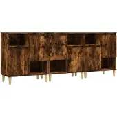 vidaXL Sideboards 3 pcs. Chêne fumé 60x35x70 cm Bois composite