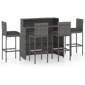 vidaXL Ensemble bar de jardin 5 pièces avec coussins Gris
