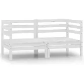 vidaXL 2-Sitzer-Gartensofa Weiß Kiefer Massivholz