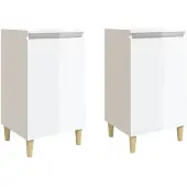 vidaXL Tables de chevet 2pcs blanc brillant 40x35x70cm bois ingénierie