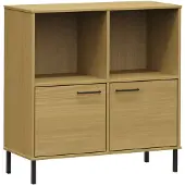 vidaXL Bibliothèque avec pieds en métal Marron 90x35x90,5 cm Bois OSLO