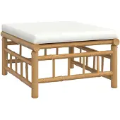 vidaXL Tabouret de jardin avec coussin blanc crème en bambou