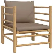 vidaXL Fauteuil de jardin avec coussin taupe en bambou