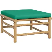 vidaXL Tabouret de jardin avec coussin vert en bambou