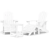 vidaXL Chaises de jardin Adirondack avec tabouret & table HDPE blanc