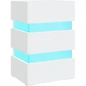 vidaXL Table de chevet à LED blanc 45x35x67 cm bois d'ingénierie