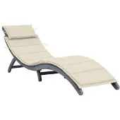 vidaXL Chaise longue avec support Gris Bois massif Acacia