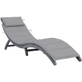 vidaXL Chaise longue avec support Gris Bois massif Acacia