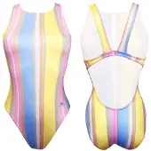 Turbo Pastel Stripes Swimsuit Jaune S Femme