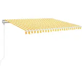 vidaXL Store automatique avec LED & capteur de vent 450x350 cm Jaune/Blanc