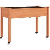vidaXL Jardinière sur roues avec doublure brun 118x59x80 cm bois sapin