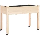 vidaXL Jardinière sur roues avec doublure 118x59x80 cm bois de sapin