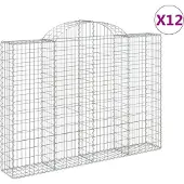 vidaXL Paniers à gabions arqués 12 pcs 200x30x140/160 cm Fer galvanisé