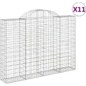 vidaXL Gabions avec arc surélevé 11pcs. 200x30x140/160cm Fer galvanisé