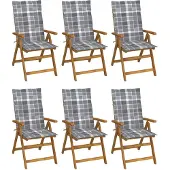 vidaXL Chaises de jardin pliantes 6 pcs. avec coussins en bois massif d'acacia