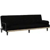 vidaXL Canapé-lit avec accoudoirs Tissu noir