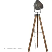 QAZQA Lampadaire industriel trépied en acier avec bois inclinable - Emado
