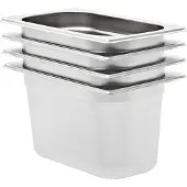 vidaXL Récipients Gastronorm 4 pcs. GN 1/4 150 mm acier inoxydable