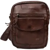 Bear design sac à bandoulière 19x24cm cuir souple froissé brun