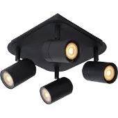 Lucide LENNERT - Spot de plafond (lampe de plafond) pour salle de bains - LED à intensité variable - GU10 - 4 x 5 W, 3000 K - IP44 - Noir