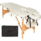 TecTake Table de massage mobile 2 zones beige - 5cm + sac de transport - 401462