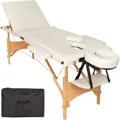 TecTake Table de massage mobile - 3 zones - 5 cm d'épaisseur - sac de transport noir inclus - beige