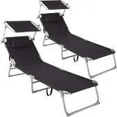 TecTake Lot de 2 transats CHLOE - noir