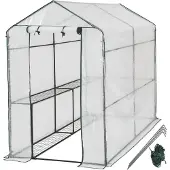 TecTake Serre en film Andrea 3,6 m³, avec 4 niveaux d'étagères, cordes de serrage et piquets inclus, 186 x 120 x 190 cm