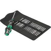 Wera Jeu dembouts Kompakt Turbo 1 05057482001 18 pièces avec tournevis porte-embout, avec adaptateur couple, mandrin à s