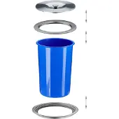 Relaxdays Poubelle de plan de travail , 8 l, pour déchets organiques, couvercle en acier inoxydable, poubelle encastrable, H x P : 30 x 26,5 cm, bleue