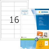 Herma Premium - Papier - mat - auto-adhésif permanent - blanc - 97 x 33.8 mm 1600 étiquette(s) (100 feuille(s) x 16) étiquettes laminées