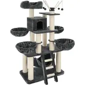 TecTake Arbre à chat GISMO 195 cm - gris/blanc