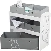 Roba Étagère enfant pour jouets en bois blanc + 5 bacs en tissu gris