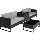 TecTake Salon de jardin en polyrotin Ostuni - noir