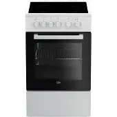 Beko FSS57000GW - Cuisinière indépendante - Noir - Blanc - Bouton rotatif - Blanc - Face avant - Électronique