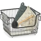 Zeller Present - Panier rangement empilable métal filaire Zeller - Noir