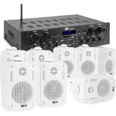 Power Dynamics PV240BT + 8 x BGO30 (Passif), Haut-parleur PA, Blanc